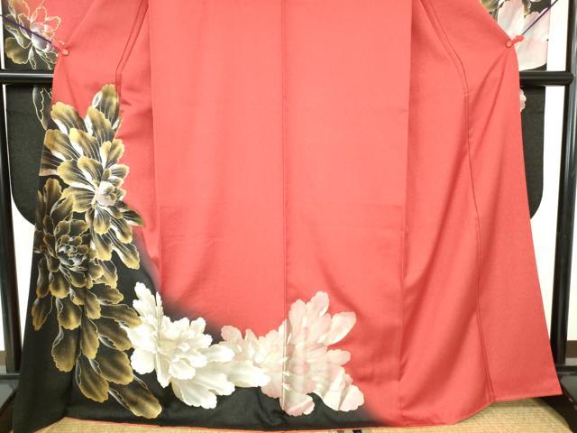 平和屋着物●豪華振袖　牡丹　暈し染め　金彩　金通し地　正絹　逸品　DABH0172op