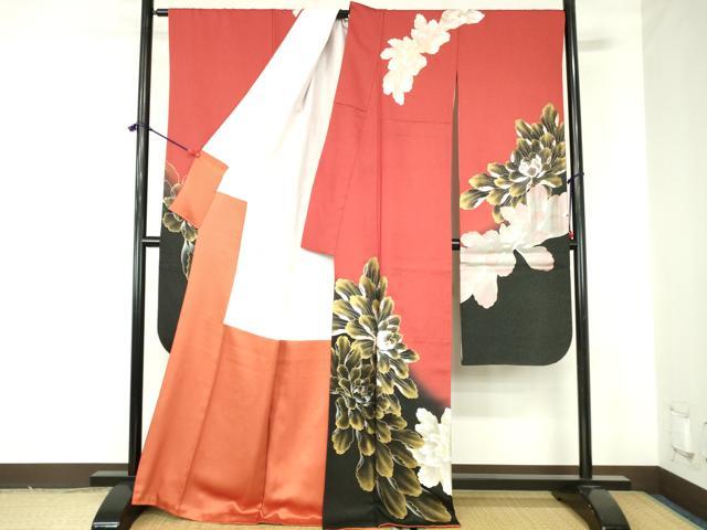 平和屋着物●豪華振袖　牡丹　暈し染め　金彩　金通し地　正絹　逸品　DABH0172op