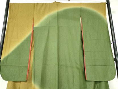 平和屋着物●豪華振袖　干割れ地紋　暈し染め　金通し地　正絹　逸品　DABH0174op