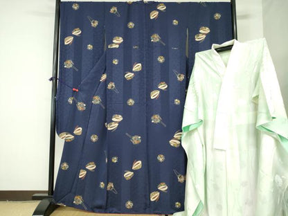 平和屋着物●豪華振袖・長襦袢セット(無双仕立て)　うさぎぽっくり　花簪　金彩　半衿刺繍　正絹　逸品　DABH0177op