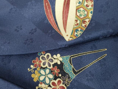 平和屋着物●豪華振袖・長襦袢セット(無双仕立て)　うさぎぽっくり　花簪　金彩　半衿刺繍　正絹　逸品　DABH0177op