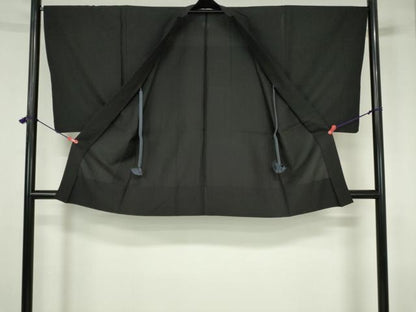 平和屋着物▽男性　羽織　黒紋付　正絹　逸品　DABH0181op