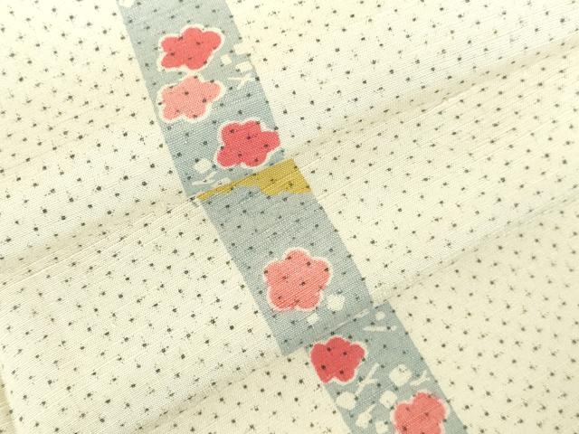 平和屋着物▽訪問着　単衣　紬地　箔散らし梅間道　正絹　逸品　DABH0186op