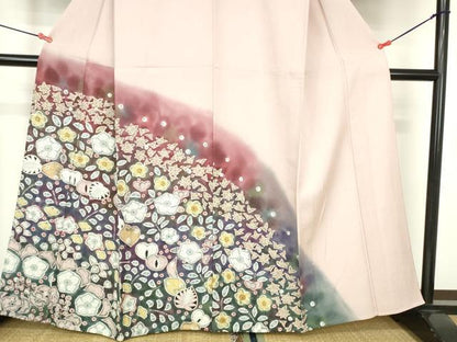 平和屋着物▽訪問着　単衣　辻が花　暈し染め　ラメ糸　正絹　逸品　DABH0190op