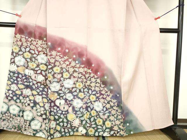 平和屋着物▽訪問着　単衣　辻が花　暈し染め　ラメ糸　正絹　逸品　DABH0190op