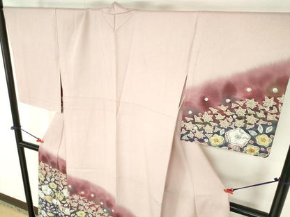 平和屋着物▽訪問着　単衣　辻が花　暈し染め　ラメ糸　正絹　逸品　DABH0190op