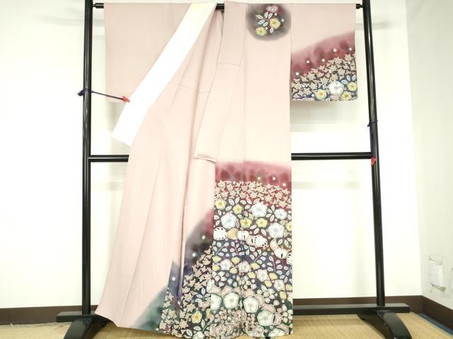 平和屋着物▽訪問着　単衣　辻が花　暈し染め　ラメ糸　正絹　逸品　DABH0190op