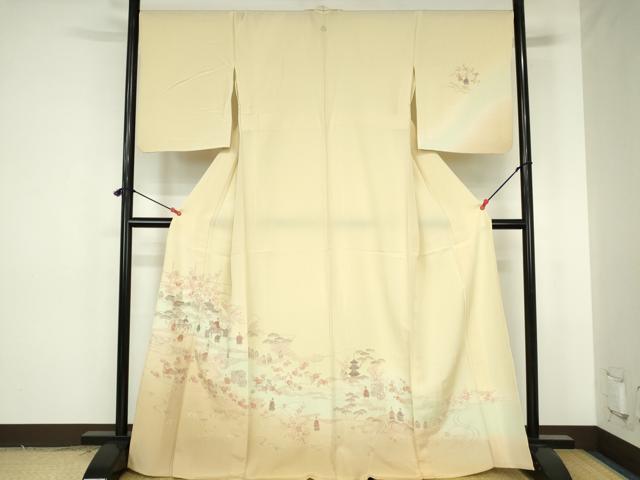 平和屋着物▽中国三大刺繍　スワトウ刺繍　汕頭刺繍　総刺繍　訪問着　単衣　人物風景花文　暈し染め　正絹　逸品　DABH0191op