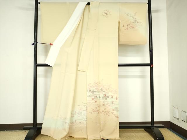 平和屋着物▽中国三大刺繍　スワトウ刺繍　汕頭刺繍　総刺繍　訪問着　単衣　人物風景花文　暈し染め　正絹　逸品　DABH0191op