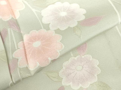 平和屋着物▽上質な小紋　単衣　地紋起こし　枝花　正絹　逸品　DABH0192op