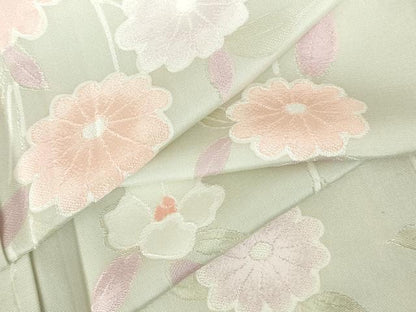 平和屋着物▽上質な小紋　単衣　地紋起こし　枝花　正絹　逸品　DABH0192op