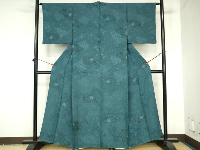平和屋着物▽上質な小紋　単衣　地紋起こし　切嵌花唐草文　鈴乃屋扱い　正絹　逸品　DABH0194op