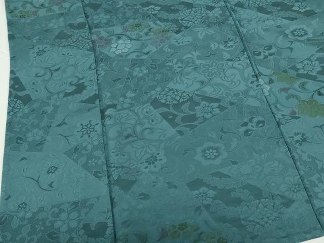 平和屋着物▽上質な小紋　単衣　地紋起こし　切嵌花唐草文　鈴乃屋扱い　正絹　逸品　DABH0194op