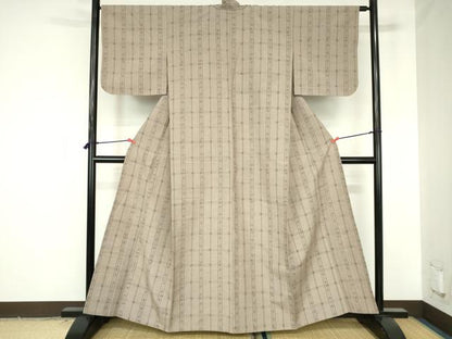 平和屋着物▽上質な紬　単衣　絣間道　正絹　逸品　DABH0195op
