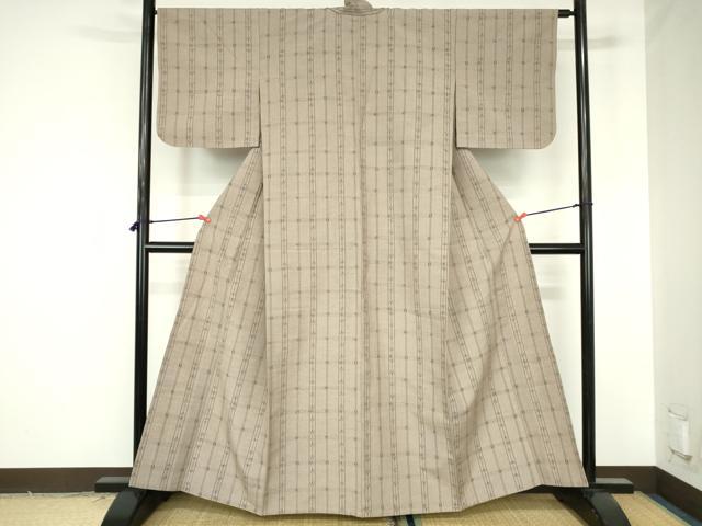 平和屋着物▽上質な紬　単衣　絣間道　正絹　逸品　DABH0195op
