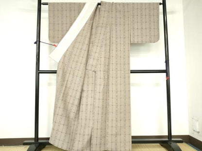 平和屋着物▽上質な紬　単衣　絣間道　正絹　逸品　DABH0195op