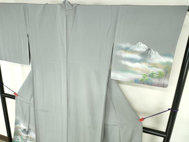 平和屋着物▽訪問着　単衣　作家物　手描き　重ね山樹林文　暈し染め　金彩　正絹　逸品　未使用　DABH0196op