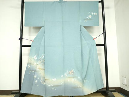 平和屋着物▽中国三大刺繍　スワトウ刺繍　汕頭刺繍　総刺繍　訪問着　単衣　人物花文　枝桜　暈し染め　金彩　正絹　逸品　DABH0197op
