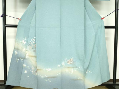 平和屋着物▽中国三大刺繍　スワトウ刺繍　汕頭刺繍　総刺繍　訪問着　単衣　人物花文　枝桜　暈し染め　金彩　正絹　逸品　DABH0197op