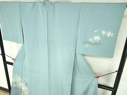 平和屋着物▽中国三大刺繍　スワトウ刺繍　汕頭刺繍　総刺繍　訪問着　単衣　人物花文　枝桜　暈し染め　金彩　正絹　逸品　DABH0197op