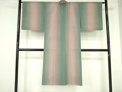 平和屋着物▽道中着　スリーシーズン　春夏秋　塵除け　縞　暈し染め　ロング丈　正絹　逸品　未使用　DABH0202op