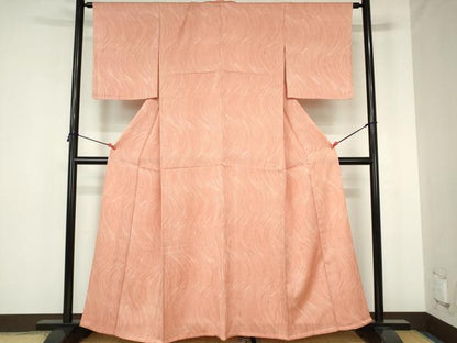 平和屋着物▽上質な小紋　単衣　よろけ縞　正絹　逸品　DABH0203op