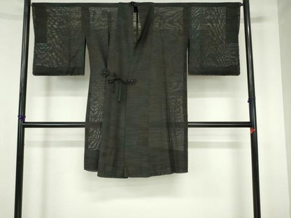 平和屋着物▽道中着　スリーシーズン　春夏秋　塵除け　霞文　ロング丈　反端付き　正絹　逸品　DABH0204op