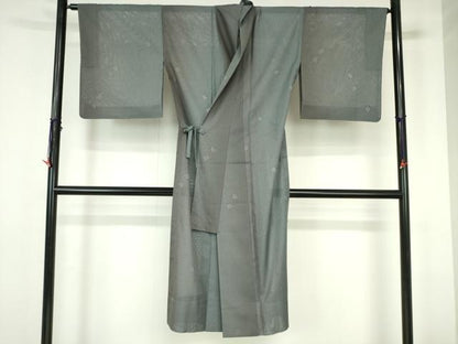 平和屋着物▽道中着　スリーシーズン　春夏秋　塵除け　源氏香　素鼠色　ロング丈　正絹　逸品　DABH0205op