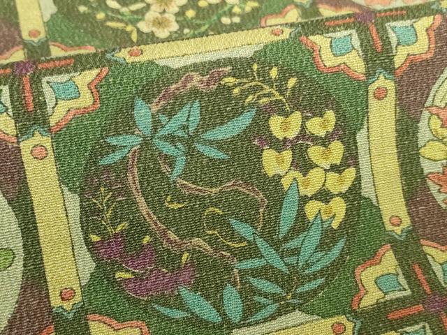 平和屋着物▽上質な小紋　単衣　天井花丸文　正絹　逸品　DABH0210op