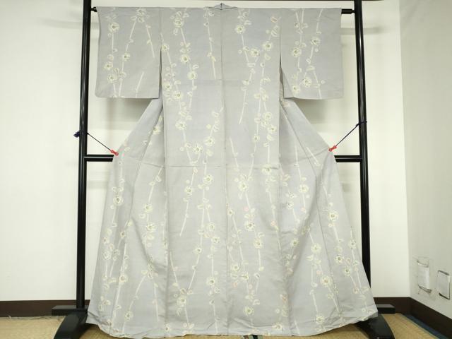 平和屋着物▽上質な小紋　単衣　絞り　辻が花　正絹　逸品　DABH0214op