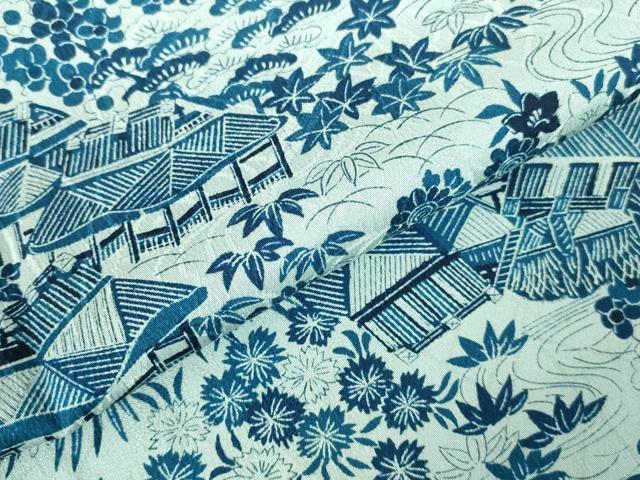 平和屋着物▽小紋　単衣　風景花文　DABH0215op