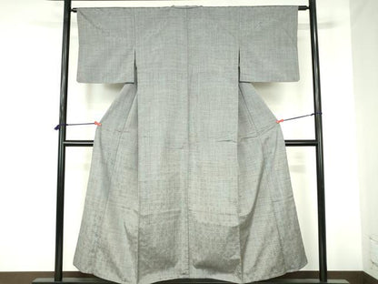 平和屋着物▽上質な紬　単衣　抽象間道　正絹　逸品　DABH0217op