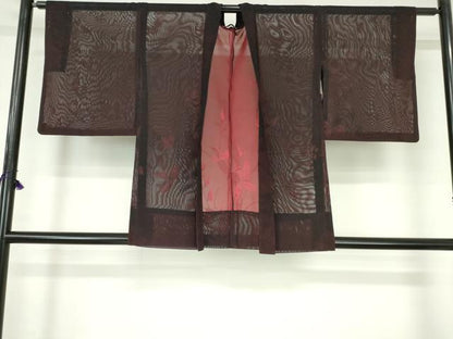 平和屋着物▽羽織　スリーシーズン　春夏秋　塵除け　枝葉文　高島屋扱い　正絹　逸品　DABH0218op