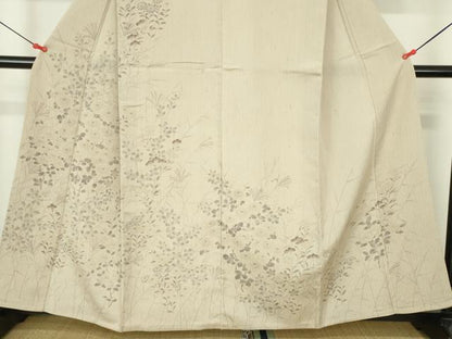 平和屋着物▽訪問着　単衣　手描き　草花　正絹　逸品　DABH0219op