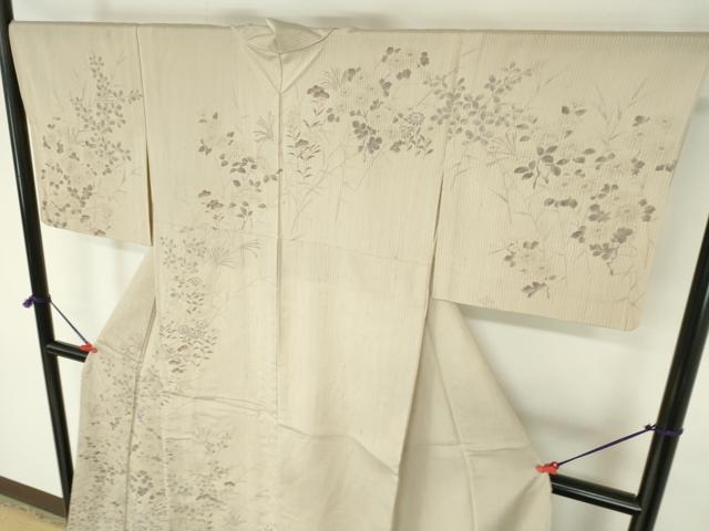 平和屋着物▽訪問着　単衣　手描き　草花　正絹　逸品　DABH0219op
