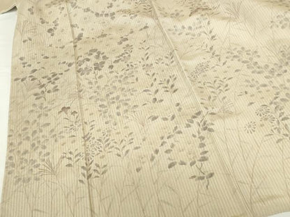 平和屋着物▽訪問着　単衣　手描き　草花　正絹　逸品　DABH0219op