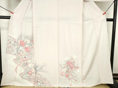 平和屋着物▽訪問着　単衣　結び紐花文　暈し染め　正絹　逸品　DABH0223op