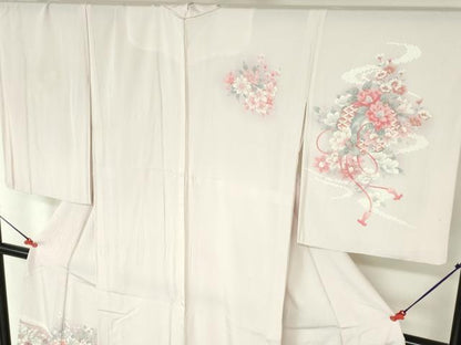平和屋着物▽訪問着　単衣　結び紐花文　暈し染め　正絹　逸品　DABH0223op