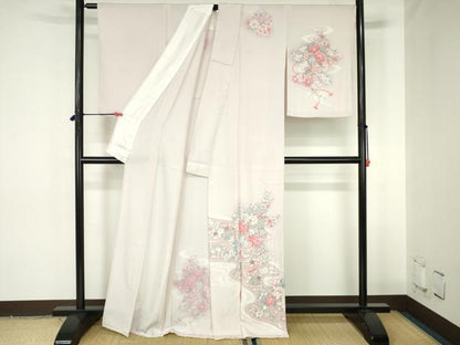 平和屋着物▽訪問着　単衣　結び紐花文　暈し染め　正絹　逸品　DABH0223op