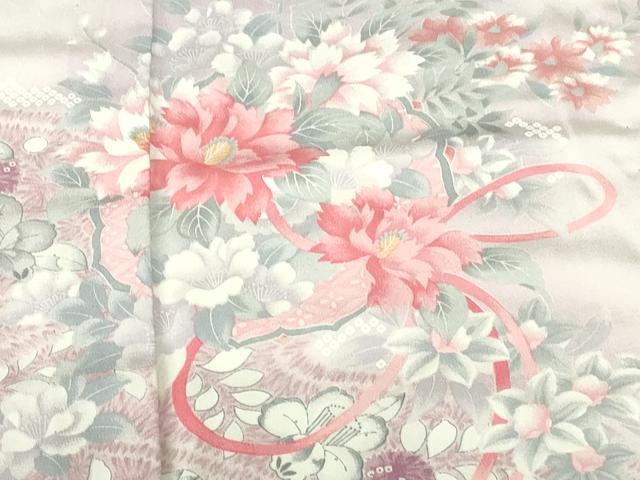 平和屋着物▽訪問着　単衣　結び紐花文　暈し染め　正絹　逸品　DABH0223op