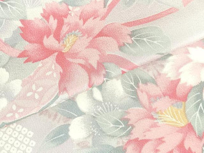 平和屋着物▽訪問着　単衣　結び紐花文　暈し染め　正絹　逸品　DABH0223op