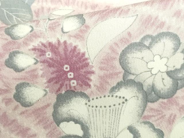 平和屋着物▽訪問着　単衣　結び紐花文　暈し染め　正絹　逸品　DABH0223op