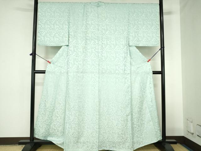 平和屋着物▽上質な色無地　単衣　抽象地紋　千草鼠色　正絹　逸品　DABH0225op