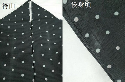 平和屋着物＊夏物　小紋　絽　ドット　黒地　正絹　逸品　DABH0228op