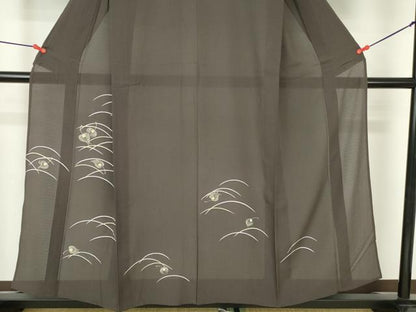 平和屋着物＊夏物　訪問着　絽　舞葉文　銀彩　正絹　逸品　DABH0229op
