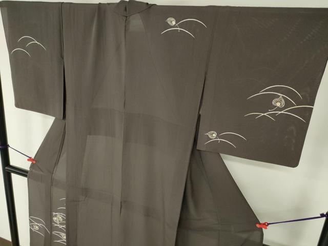平和屋着物＊夏物　訪問着　絽　舞葉文　銀彩　正絹　逸品　DABH0229op