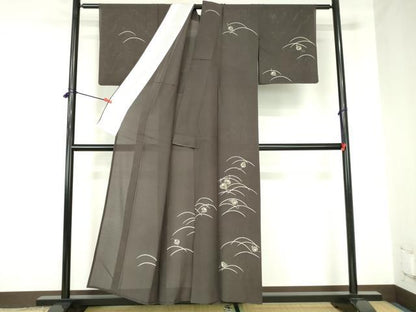 平和屋着物＊夏物　訪問着　絽　舞葉文　銀彩　正絹　逸品　DABH0229op
