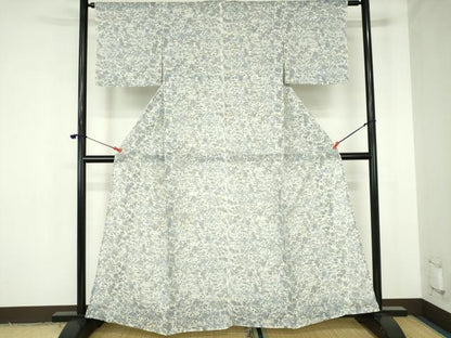 平和屋着物＊夏物　本場小千谷ちぢみ　草花　麻　逸品　DABH0233op