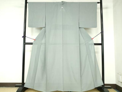 平和屋着物＊夏物　色無地　絽　薄鈍色　正絹　逸品　DABH0236op