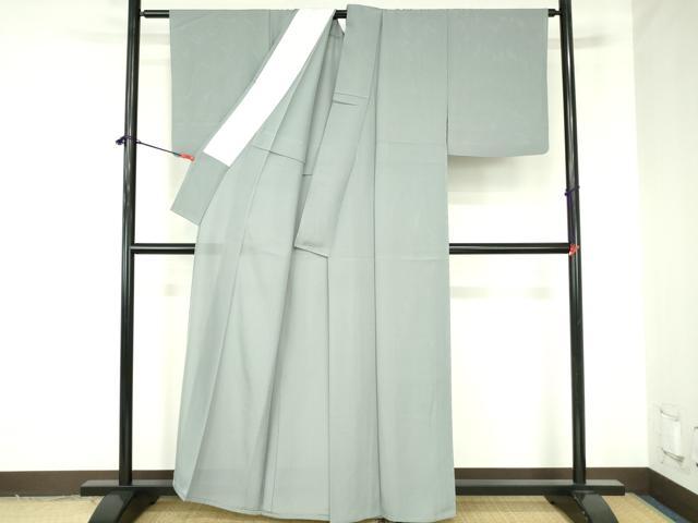 平和屋着物＊夏物　色無地　絽　薄鈍色　正絹　逸品　DABH0236op